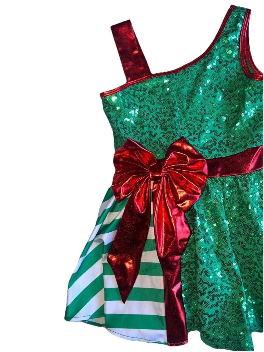 iEFiEL girls dress size 6 Christmas green red tutu sparkle bow ballerina
